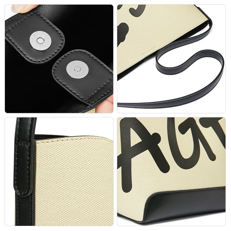 AGE FREE Gabine bag กระเป๋าทรงถังลายคลาสสิกแบบสะพายข้างกระเป๋าาถือbucket bag - 6