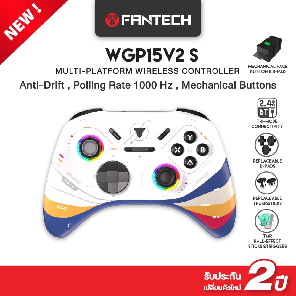 FANTECH Wireless gaming controller จอยเกมมิ่งไร้สาย / bluetooth รองรับ PC,PS, Android,IOS,รุ่น WGP15