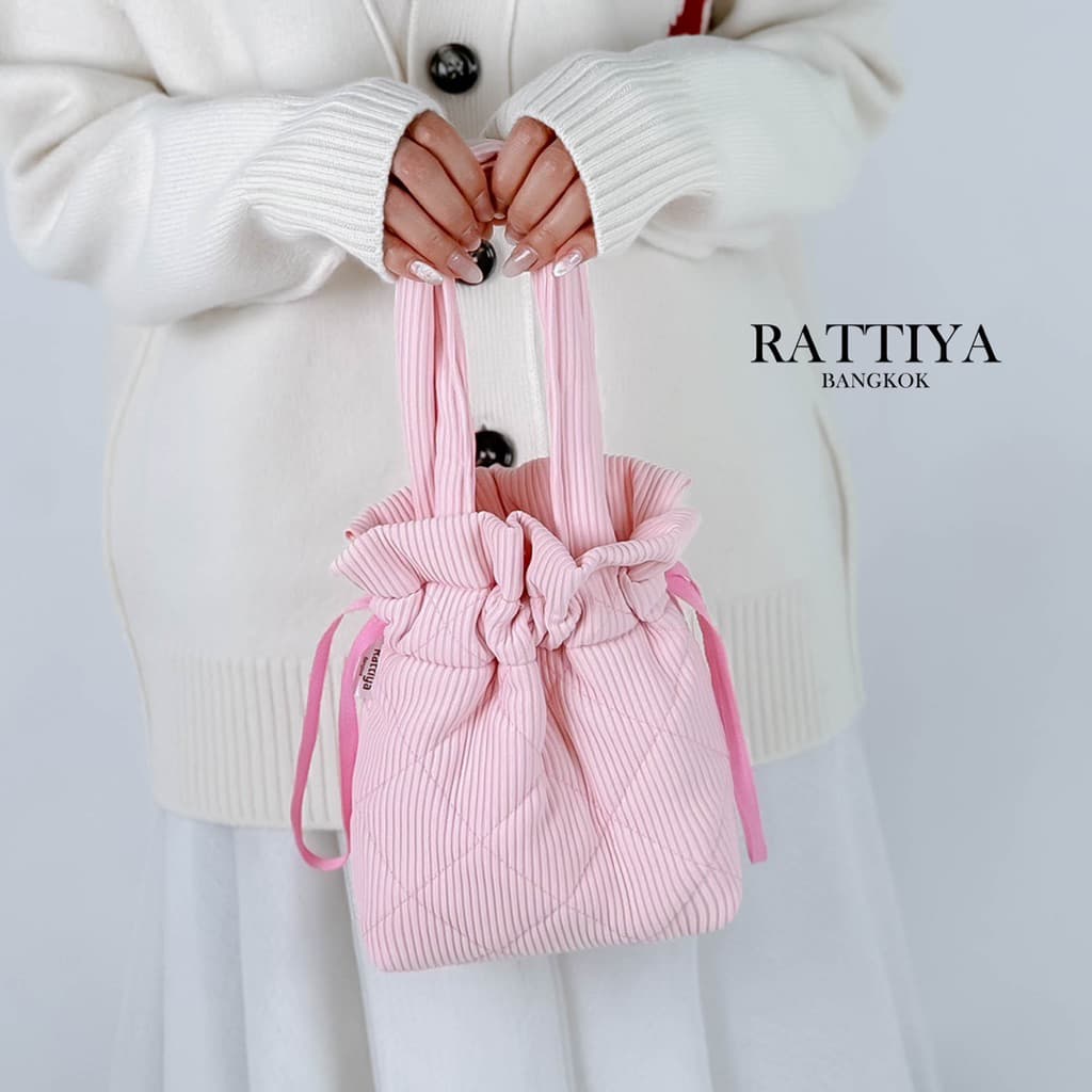 มี3 สี กระเป๋านุ่มนิ่ม เชือกรูด กระเป๋าถือสไตล์มินิมอล - 2