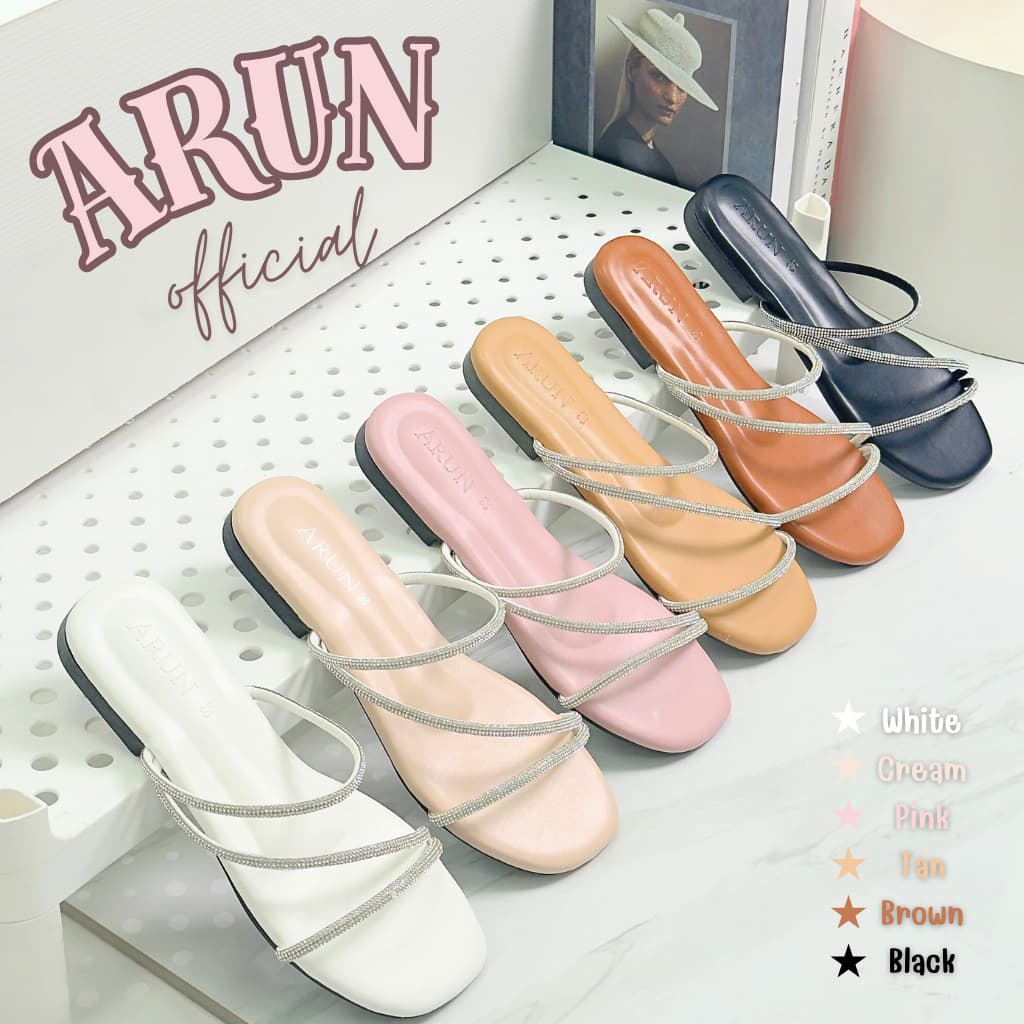 รองเท้าแตะแฟชั่น แบรนด์ ARUN รุ่น AR2013 สายคาดเพชร สวยหรู พื้นนุ่ม ไซส์ 36-45 - 2