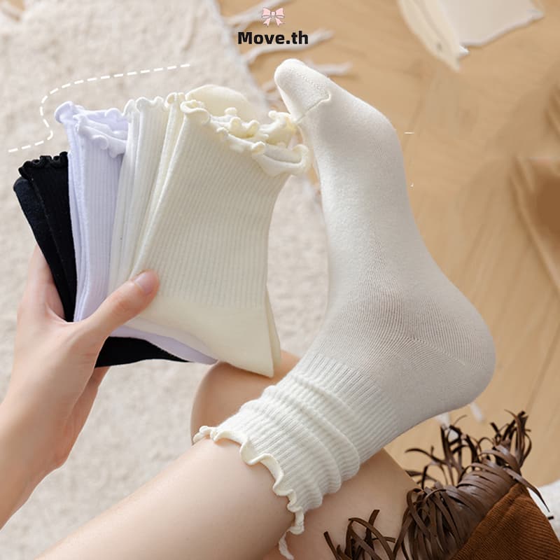 ในไทย-พร้อมส่ง✨ถุงเท้าJK สีพื้น น่ารักหวาน สไตล์เกาหลี นักเรียนสำหรับผู้หญิง เข้ากับทุกการแต่งกาย ความยืดหยุ่นสูง-Move