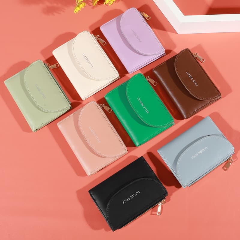 MB1002 กระเป๋าสตางค์ใบสั้น หนัง Pu พกพาสะดวก ขนาดเล็กแบบพกพา พร้อมช่องใส่บัตร สีสดใส แฟชั่นสําหรับสตรี