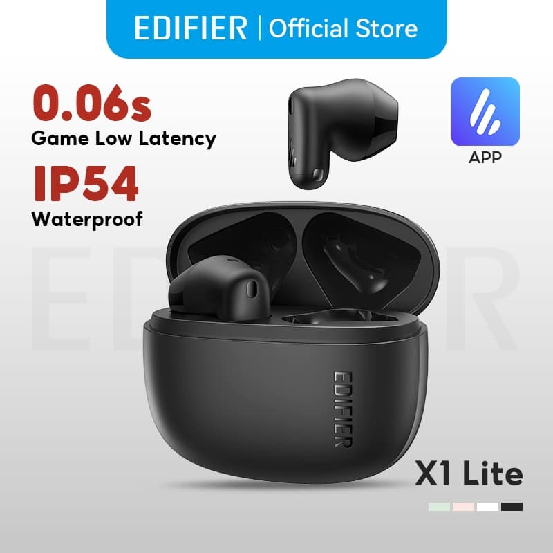 Edifier X1 Lite หูฟังไร้สาย Bluetooth V5.4 เสียงสนทนาชัดเจน ระดับ IP54 ความหน่วงต่ำ 60ms เล่นได้นาน 26 ชั่วโมง