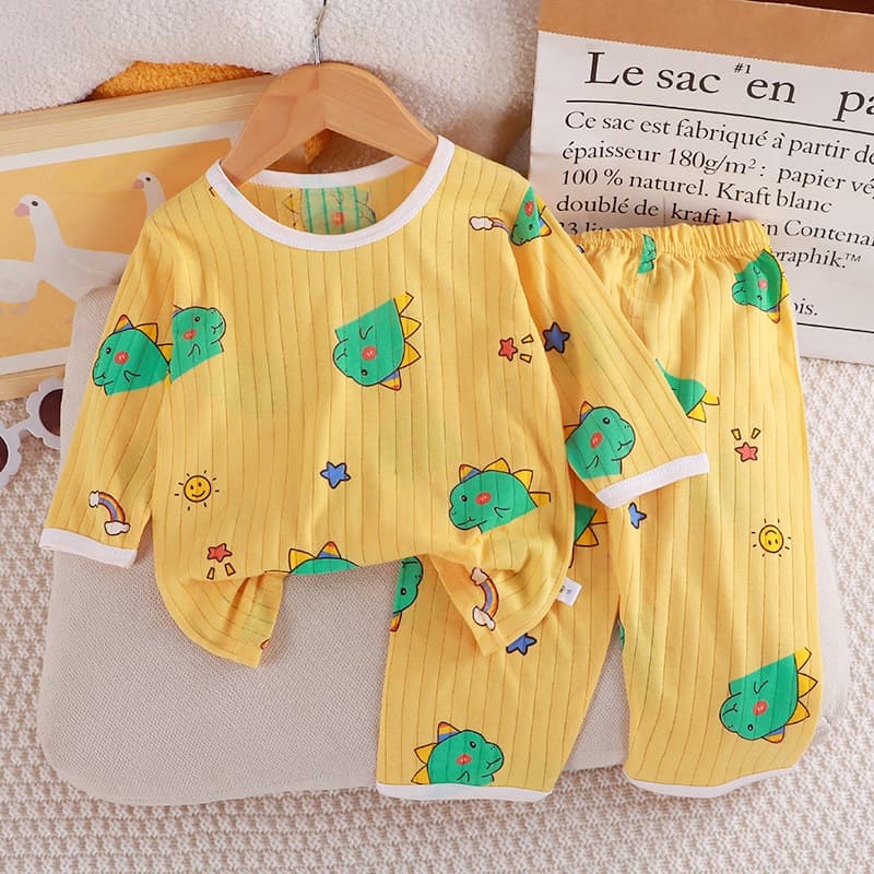 ชุดนอนเด็กลายการ์ตูน ชุดเซ็ท 2 ชิ้น 7 ส่วน ผ้าฝ้ายผ้าใยไผ่ เนื้อผ้าบาง นุ่ม #T13151 - 4