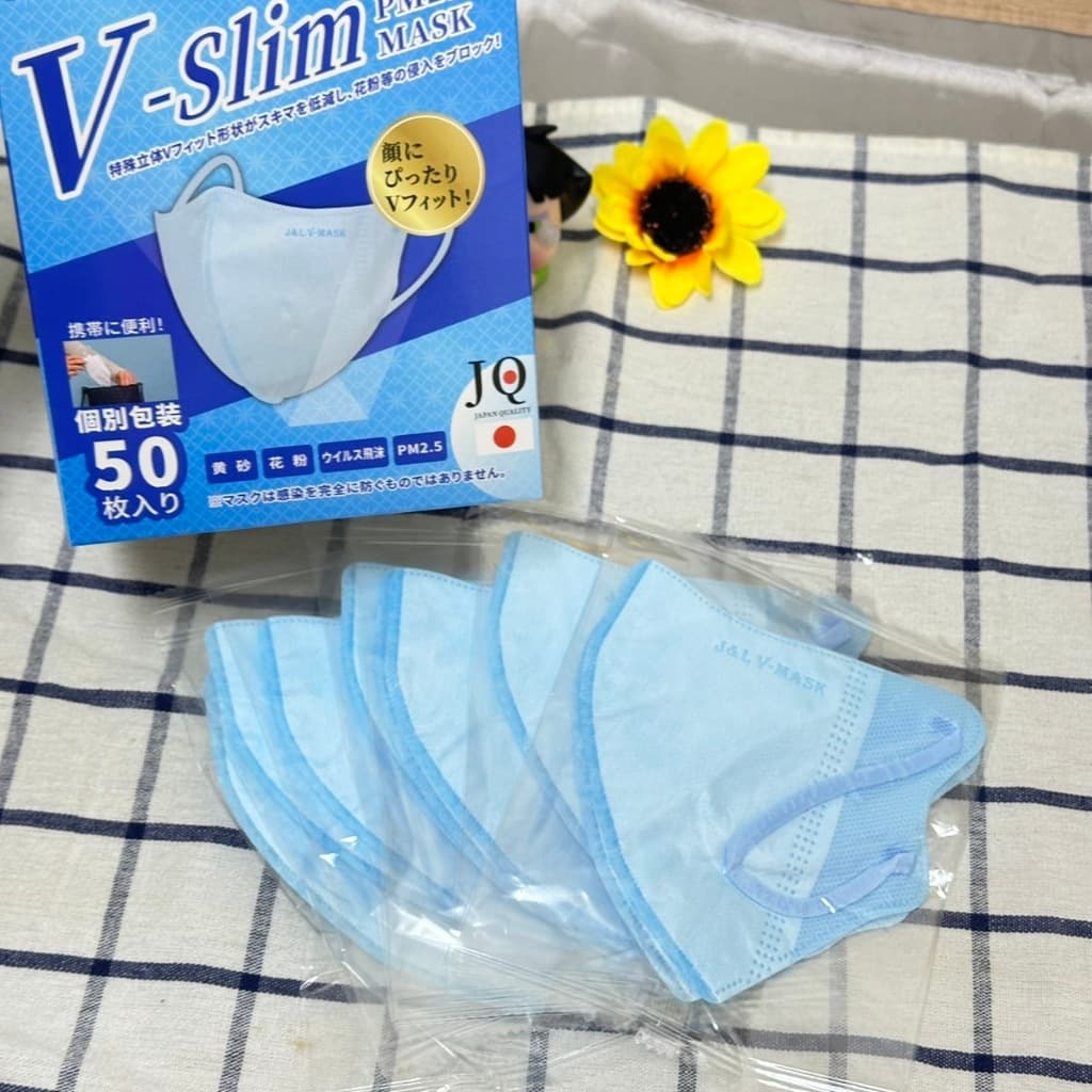 Mask V-Slim Face แมสสำหรับผู้ใหญ่สีพื้น(1กล่อง 50ชิ้น) -มีให้เลือก 5 สี สีฟ้า สีชมพู สีกากี สีขาว สีดำ - 2