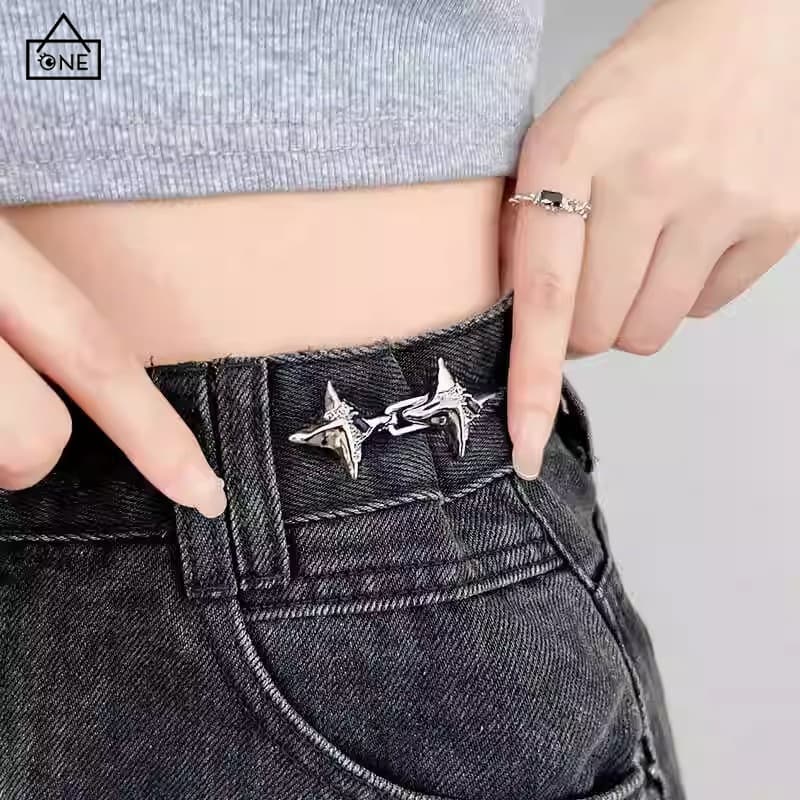 COD❤️กระดุมรูปดาวสี่ใบโคลเวอร์แบบปรับได้ถอดออกได้ใช้ซ้ําได้สําหรับรัดเอวกางเกงยีนอุปกรณ์เสื้อผ้าสวยงามทนทาน-a.one