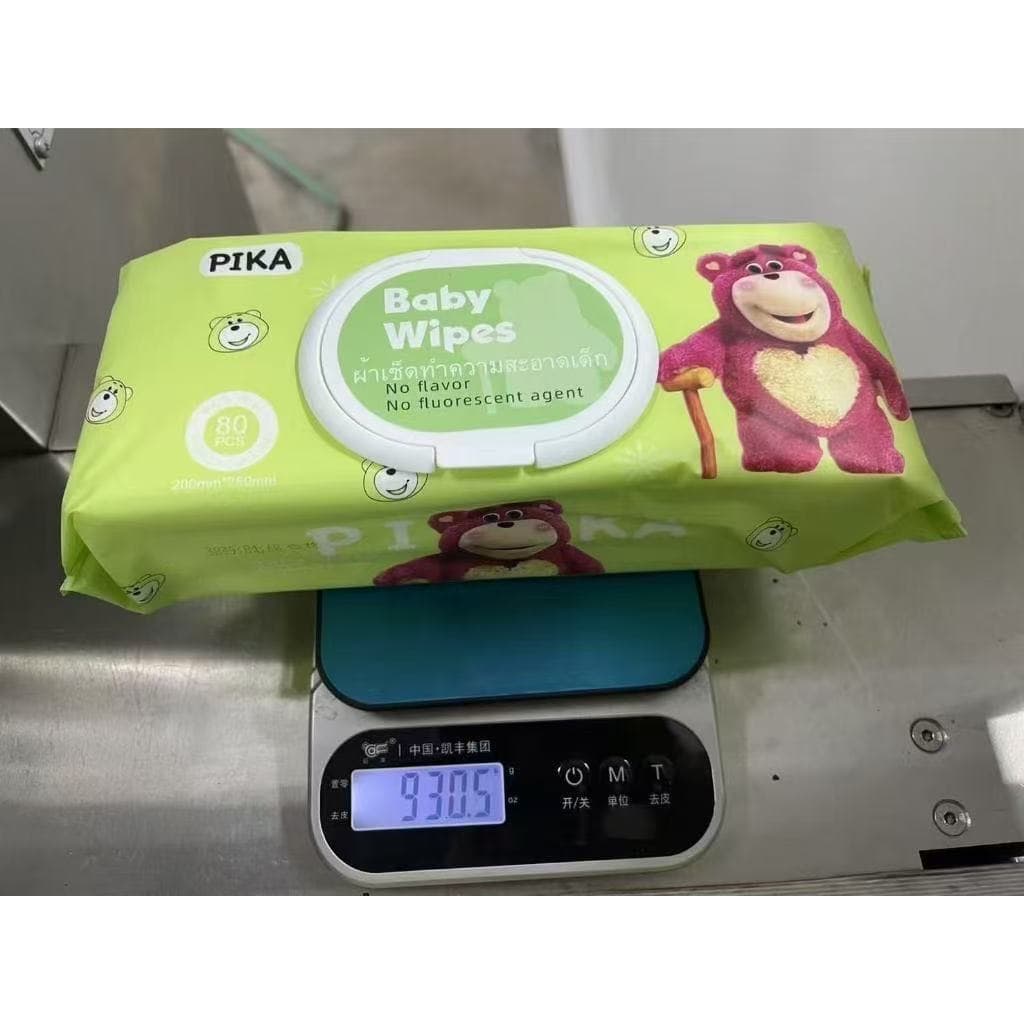 PIKAทิชชูเปียก ผ้าเช็คทำความสะอาดเด็ก 200mm*250mmแผ่นใหญ่มาก ผ้านุ่ม เกรดA 930gLai - 6