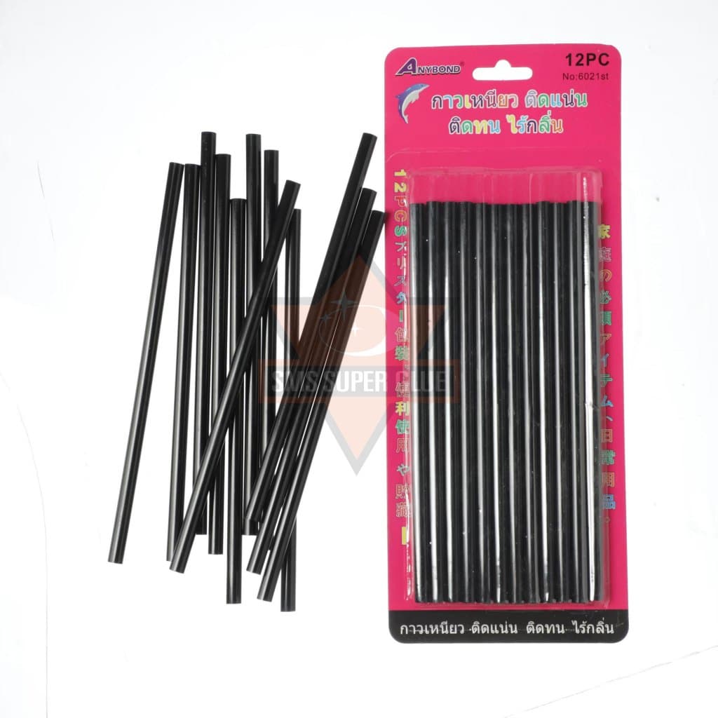 กาวแท่งเล็ก สีใส สีดำ ANYBOND กาวแท่งร้อน เหนียวติดทน ราคาโรงงาน คุณภาพดี (แพ็ค 12 แท่ง) - 1