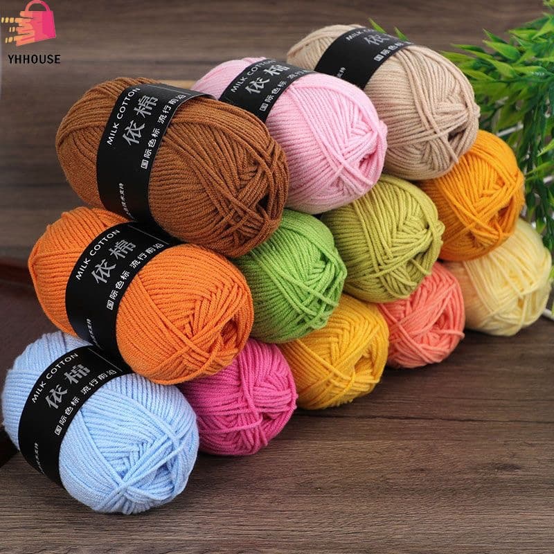 ไหมพรมคอตตอนนม 4ply น้ำหนัก50กรัมถักง่าย ถักโครเชต์ Milk cotton yarn พร้อมส่งจากไทย - 2