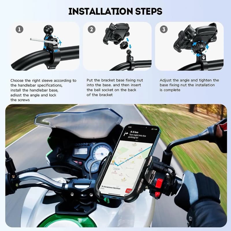 MOTOTEC Lite  Series ที่จับมือถือ ที่จับโทรศัพท์สำหรับติดมอเตอร์ไซด์ แบบปลดล็อคเร็วรุ่นประหยัด - 6