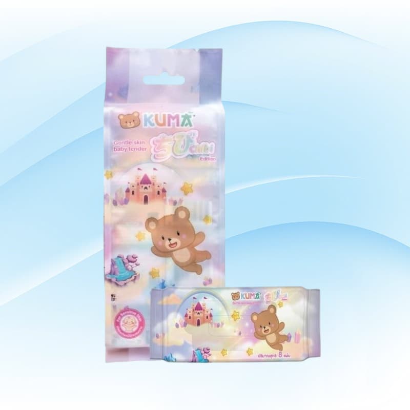 [แพค] KUMA Chibi คุมะ ชิบิ กระดาษทิชชู่เปียกพกพา แพค 4 ห่อ ห่อละ 8 แผ่น ห่อจิ๋ว ไซต์มินิ - 2