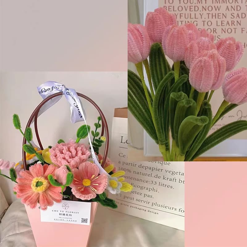 ลวดกำมะหยี่ DIY 100 ชิ้น 30 cm 40สี ความหนา 6มม./8มม. สร้างสรรค์งานประดิษฐ์ต่างๆ สำหรับงานฝีมือ - 3