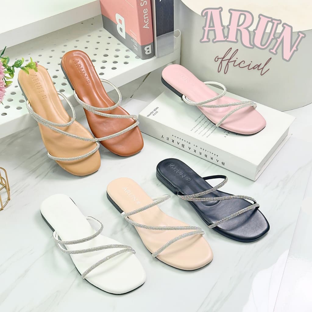 รองเท้าแตะแฟชั่น แบรนด์ ARUN รุ่น AR2013 สายคาดเพชร สวยหรู พื้นนุ่ม ไซส์ 36-45 - 3