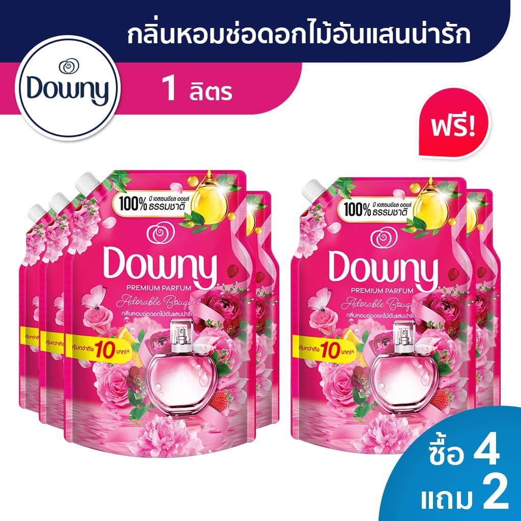 [ซื้อ 4 แถม 2] Downy ดาวน์นี่ น้ำยาปรับผ้านุ่มสูตรเข้มข้น ถุงเติม สูตรน้ำหอมพรีเมี่ยม 1 ลิตร x 6 แพ็ค - 2
