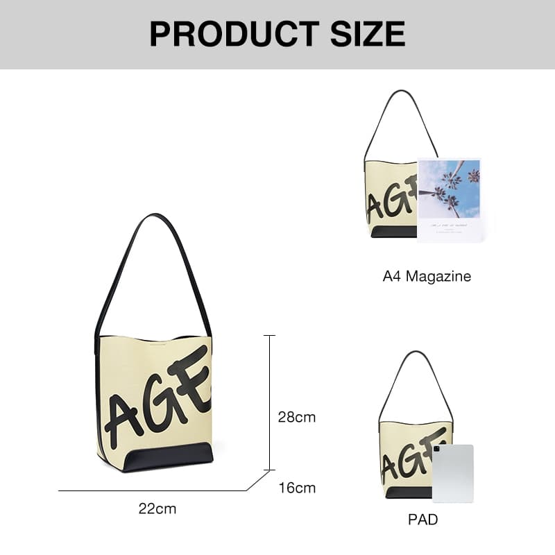 AGE FREE Gabine bag กระเป๋าทรงถังลายคลาสสิกแบบสะพายข้างกระเป๋าาถือbucket bag - 3