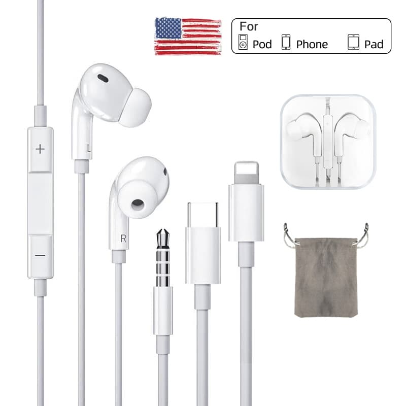 sanmax หูฟัง 3.5mm Typec ligning แบบอินเอียร์ ตัดเสียงรบกวน D20 D21 D22 การโทรแบบ HD ไม่ต้องใช้บลูทูธ สำหรับ ios Android