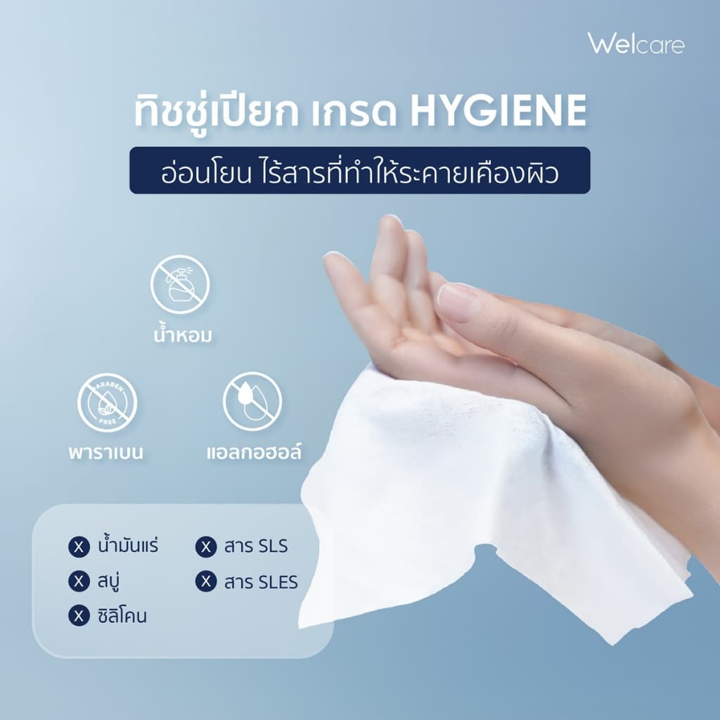 [Official] ทิชชู่เปียก Welcare Hygienic Wet Wipes ทำความสะอาดผิว สูตรไฮจีนิคไวพส์ - 1