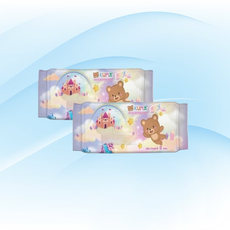 [แพค] KUMA Chibi คุมะ ชิบิ กระดาษทิชชู่เปียกพกพา แพค 4 ห่อ ห่อละ 8 แผ่น ห่อจิ๋ว ไซต์มินิ - 1