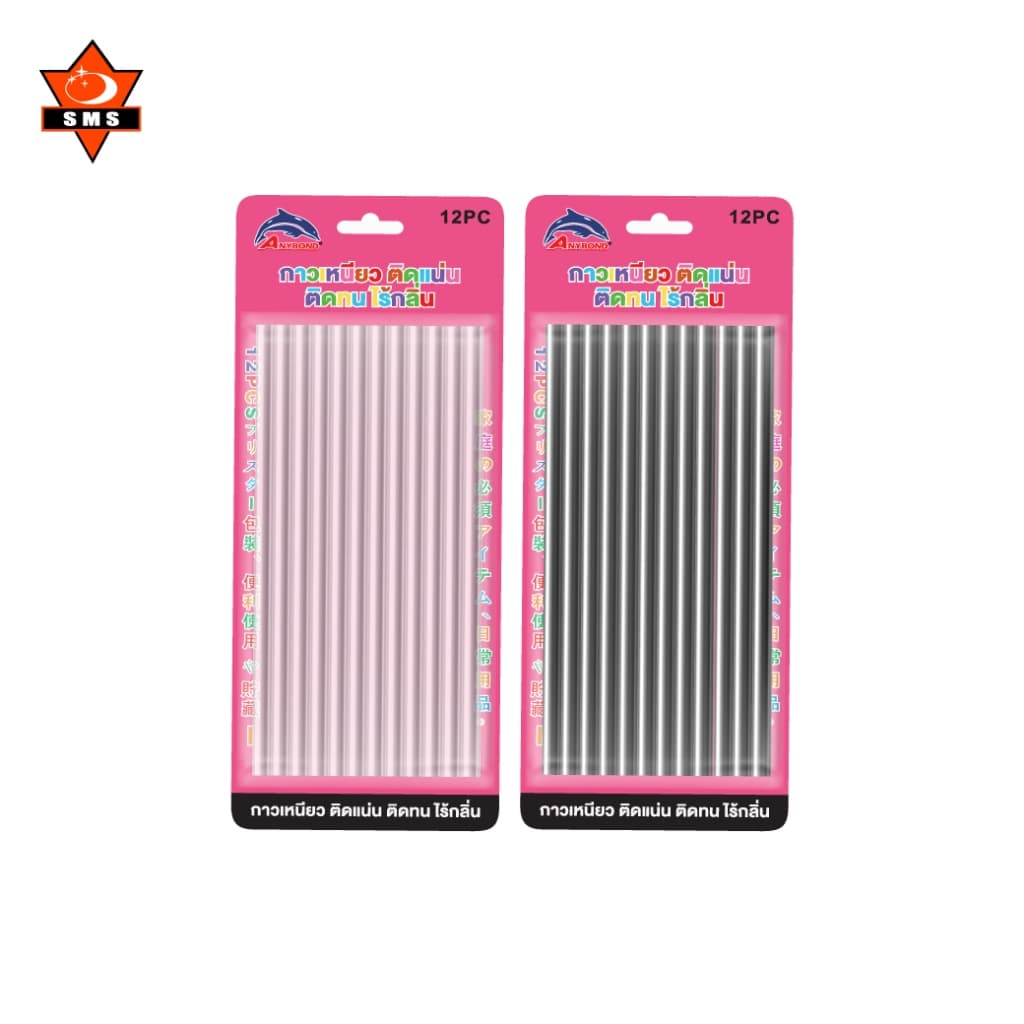 กาวแท่งเล็ก สีใส สีดำ ANYBOND กาวแท่งร้อน เหนียวติดทน ราคาโรงงาน คุณภาพดี (แพ็ค 12 แท่ง)