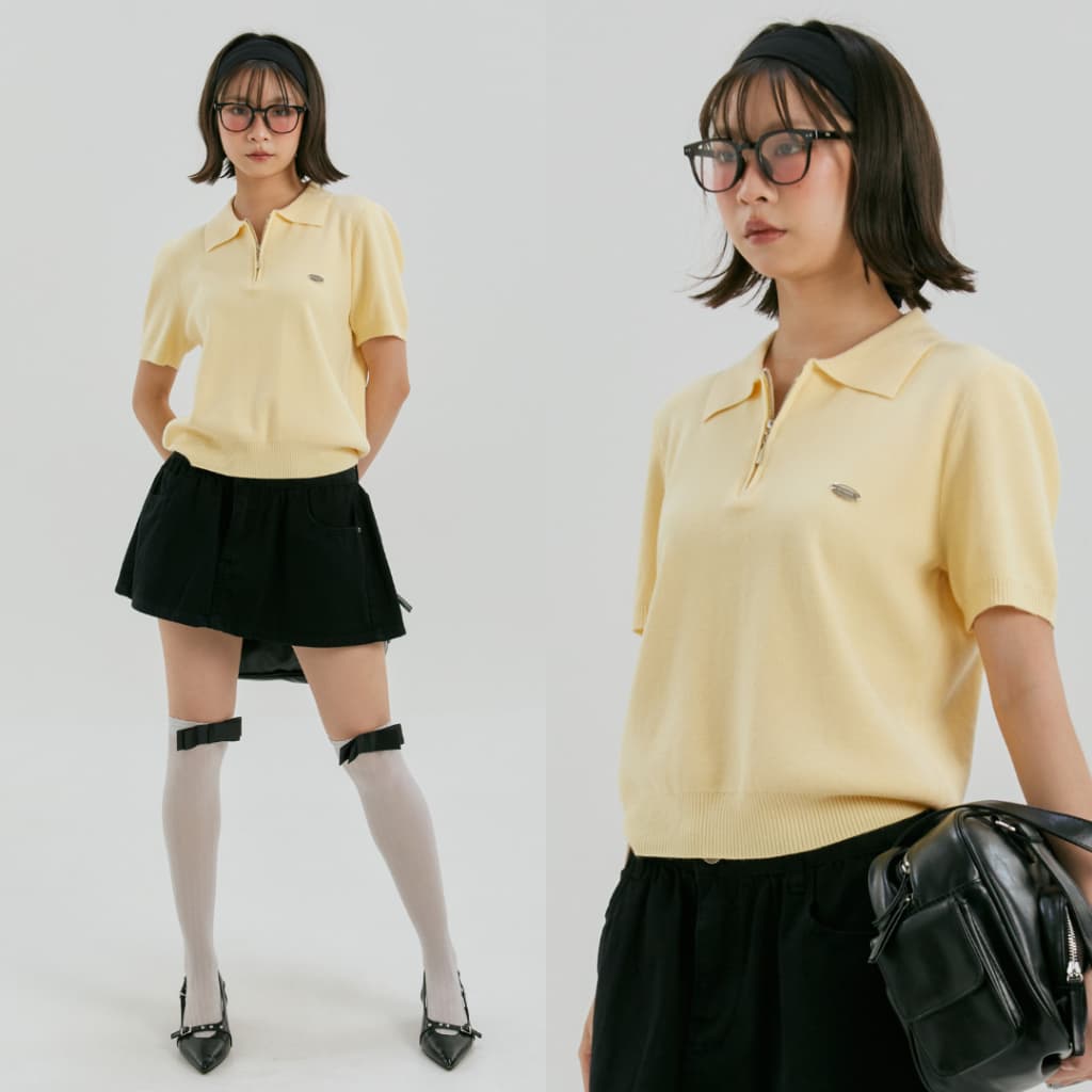 (พร้อมส่ง)Bemingtop909(S-XL)-Cody Half-Zip Polo – เสื้อโปโลไหมพรมคอซิป เนื้อผ้าถักแน่นแต่นุ่ม - 5