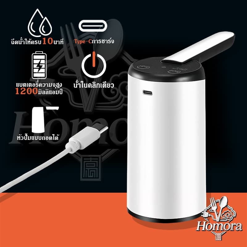 💦ปั๊มน้ำดื่มอัตโนมัติ เครื่องกดน้ำไฟฟ้าไร้สาย แบต 1200mAh ชาร์จ USB ใช้ได้กับถังน้ำและขวดน้ำทุกขนาด - 1
