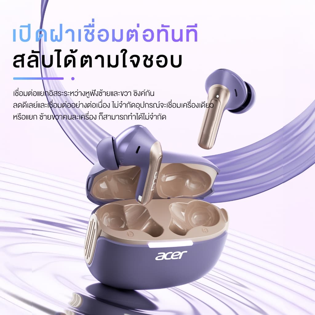 Acer  หูฟังบลูทูธไร้สาย น่ารัก สวมใส่บาย เสียงดี เบสแน่น ดูหนัง ฟังเพลงได้นาน รับประกัน18เดือนAHR155 - 4