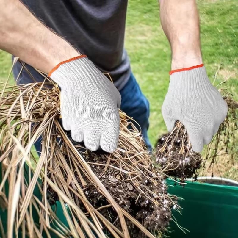 ถุงมือผ้าฝ้ายสีขาว ถุงมือผ้า ถุงมือทอผ้าฝ้าย ( 1 คู่) M - 3