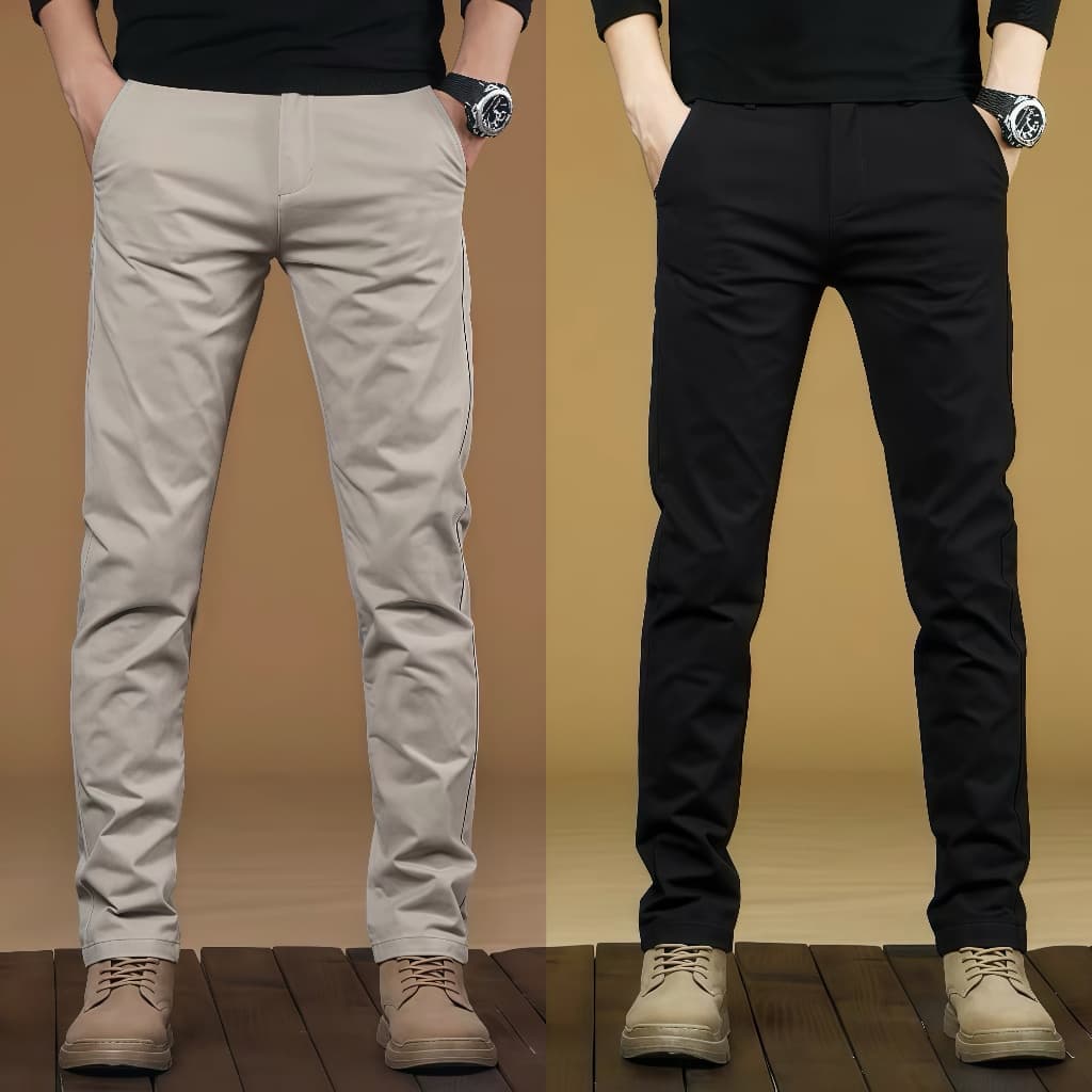 กางเกงขายาวชิโน่ ผ้ายืด ทรงกระบอก กางเกงสแล็คชาย เข้ารูปใส่สบาย CLASSIC PANTS สไตล์เกาหลี ผ้าดีพิเศษ ไม่ต้องรีด