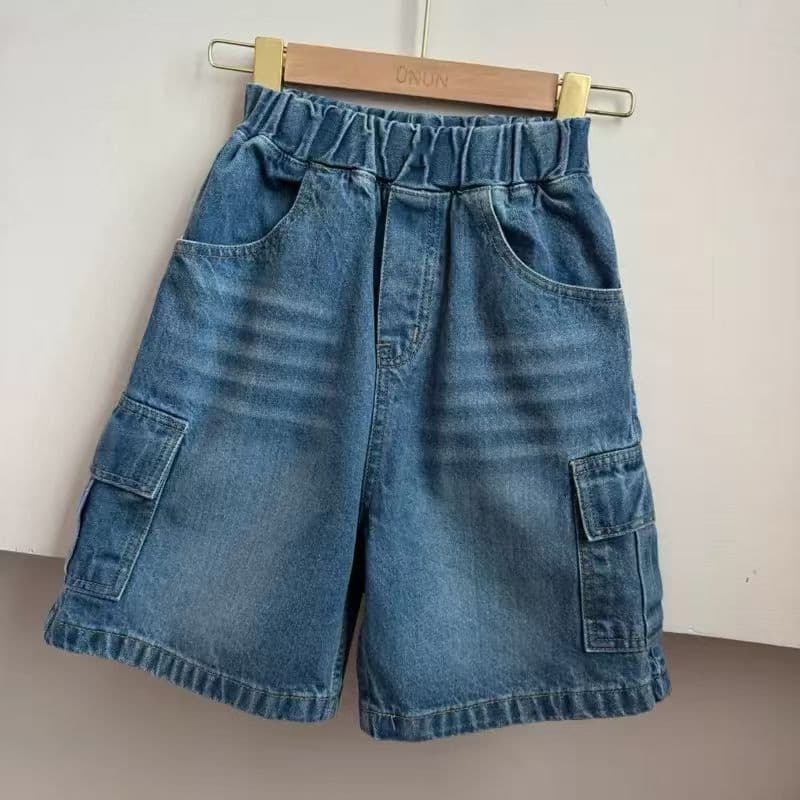 กางเกงยีนส์เด็กชาย กางเกงเด็กขา5ส่วน ทันสมัย ทรงหลวม ขากว้าง รุ่นใหม่ - 1