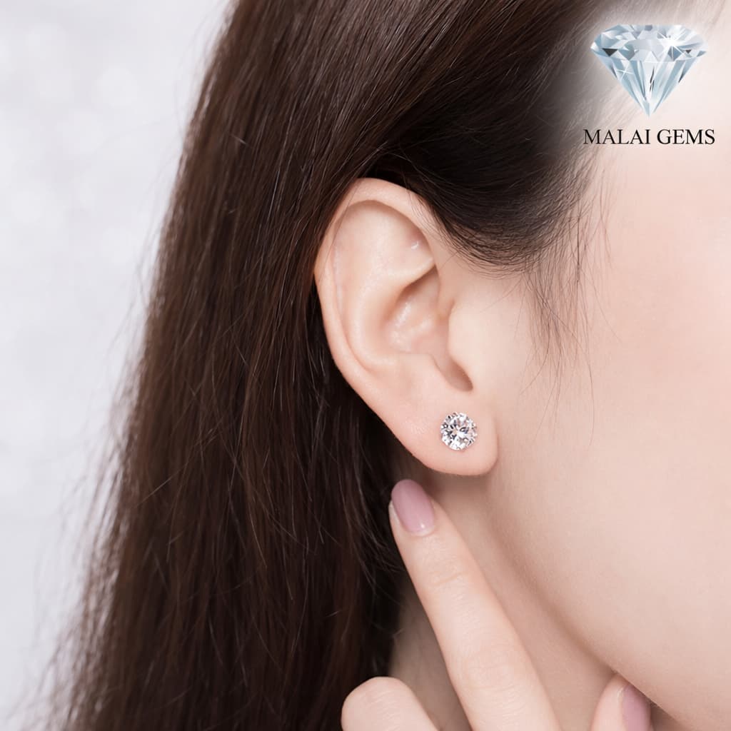 ต่างหูเพชร CZ แท้ แบรนด์ Malai Gems รับประกัน 10 ปีเต็ม ไม่แพ้ ไม่คัน Sensitive earring เกรดการแพทย์ - 4