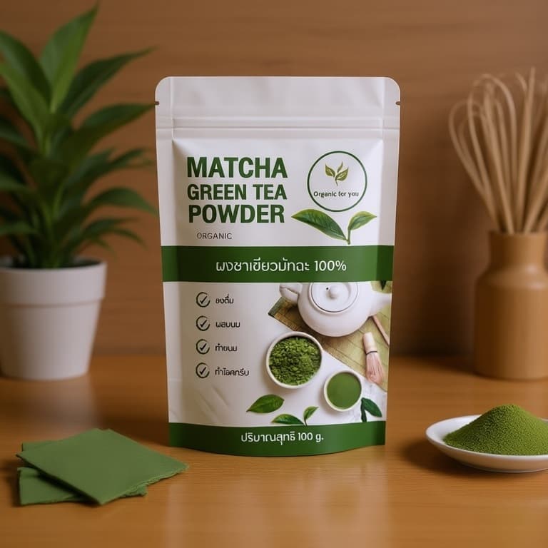 ผงชาเขียวมัทฉะ matcha แท้100% ผงชาเขียว(ร้านหลัก) ออร์แกนิค ฟอร์ยู Organic for you ขนาด 100 กรัม/ซอง - 5