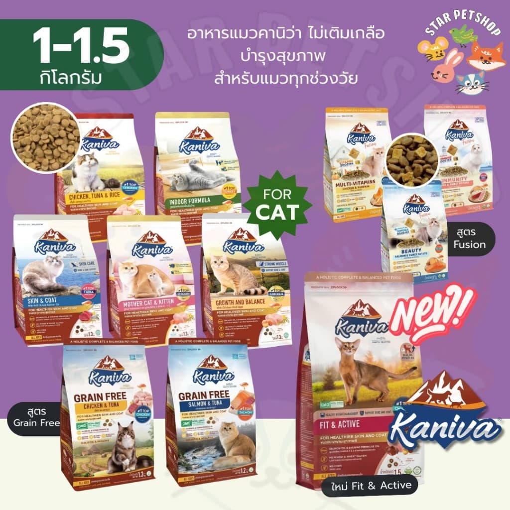 Kaniva อาหารแมวคานิว่า สูตรโฮลิสติก-เกรนฟรี บำรุงขนและผิวหนัง ทุกช่วงวัย ขนาด 1-1.5 kg