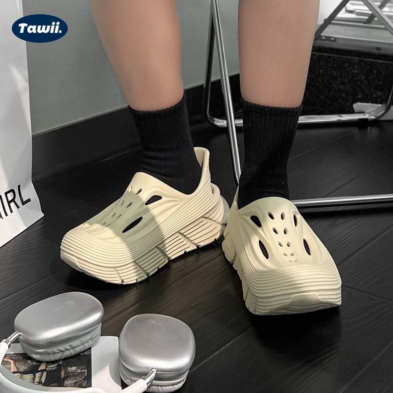Tawii. รองเท้าแตะ รองเท้าแตะลําลอง กันลื่น UNISEX วัสดุ EVA กลางแจ้ง รองเท้าหัวโต ส้นหนา 5 ซม - 4