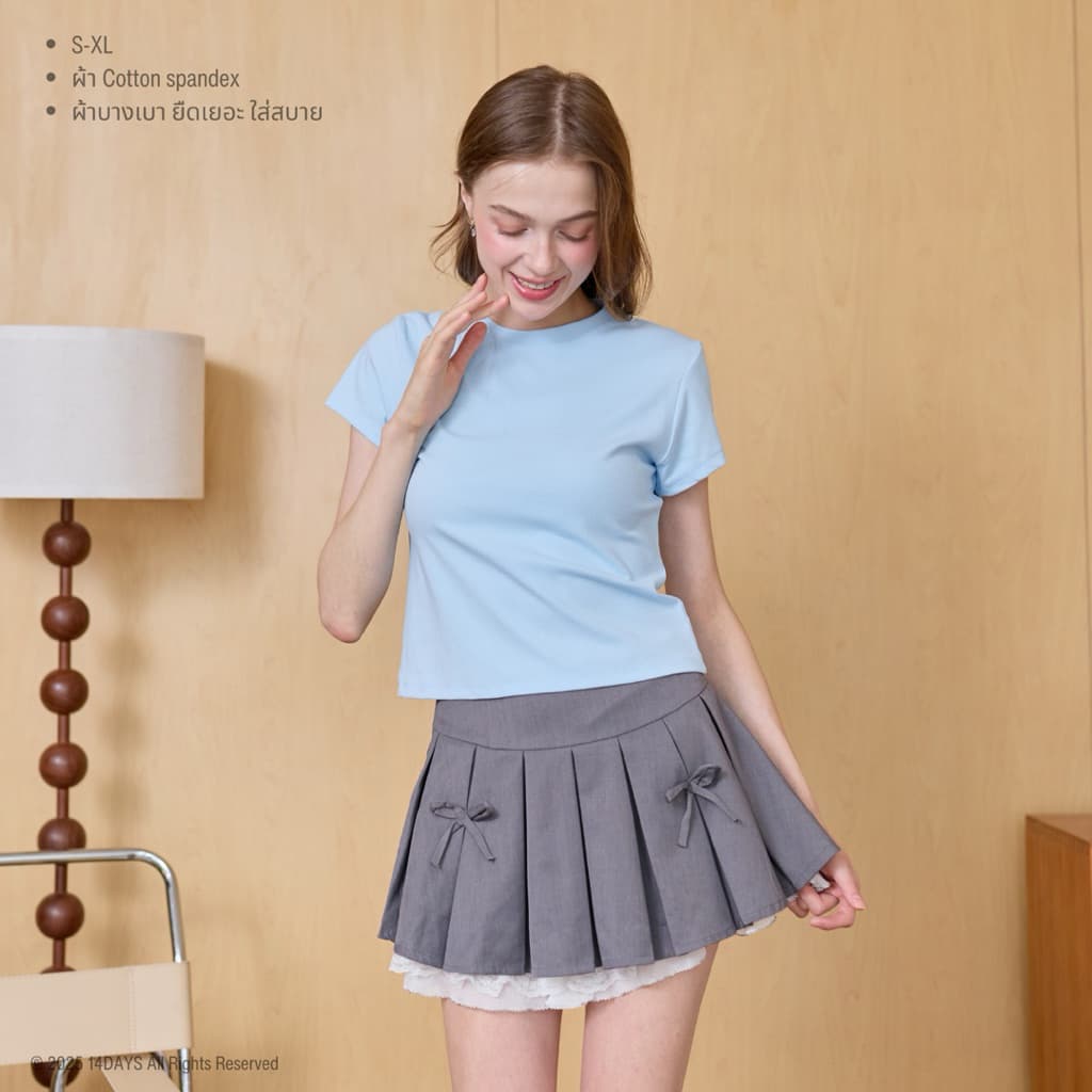รุ่นBB “เสื้อยืด ทรงสลิมฟิต ผ้าคอตตอนยูนิ” เสื้อยืดผู้หญิง ทรงเข้ารูป ลำลอง - 6