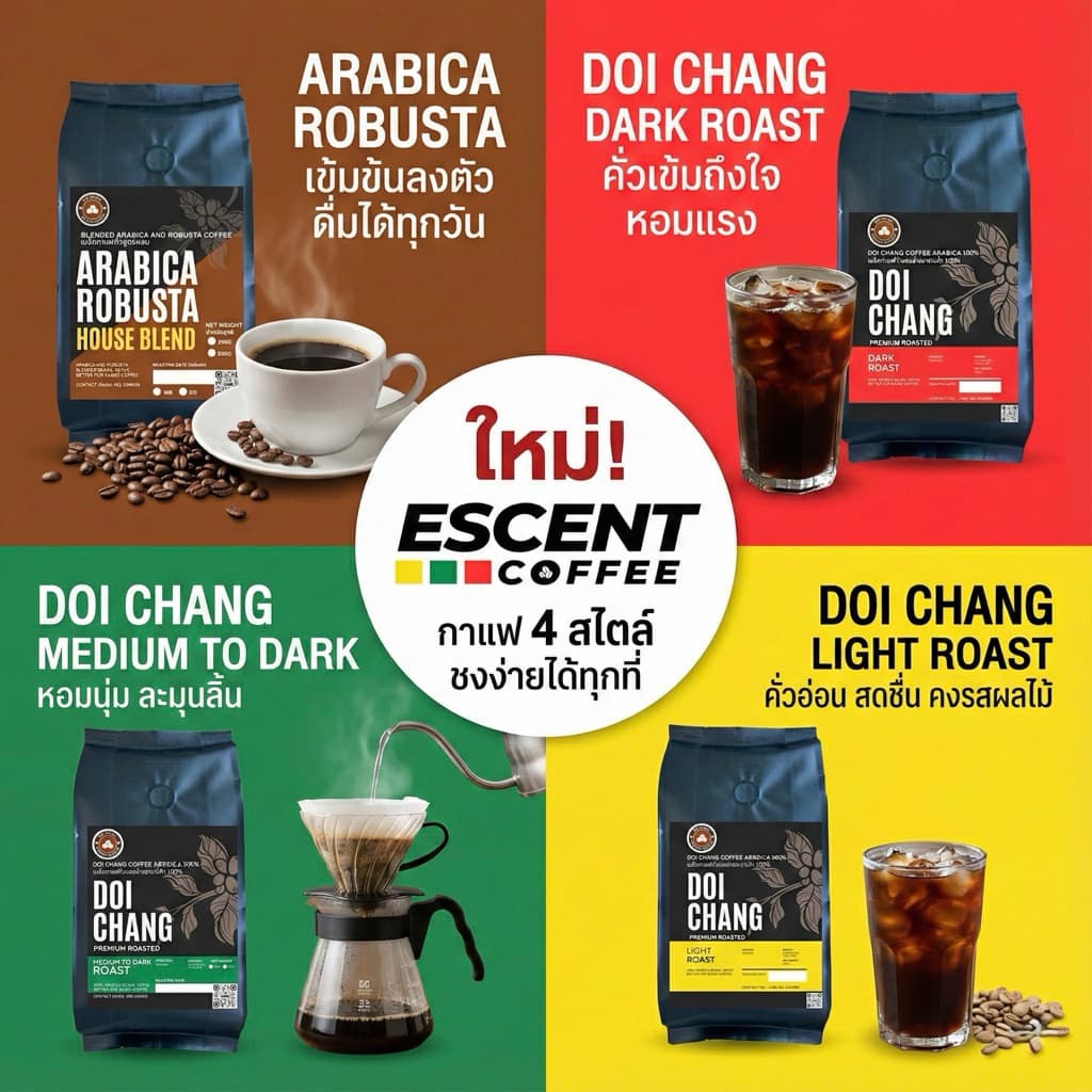 เมล็ดกาแฟดอยช้างอาราบิก้า 100 % เกรดมาตรฐาน จากโรงคั่วบนดอยช้างจังหวัดเชียงราย - 1