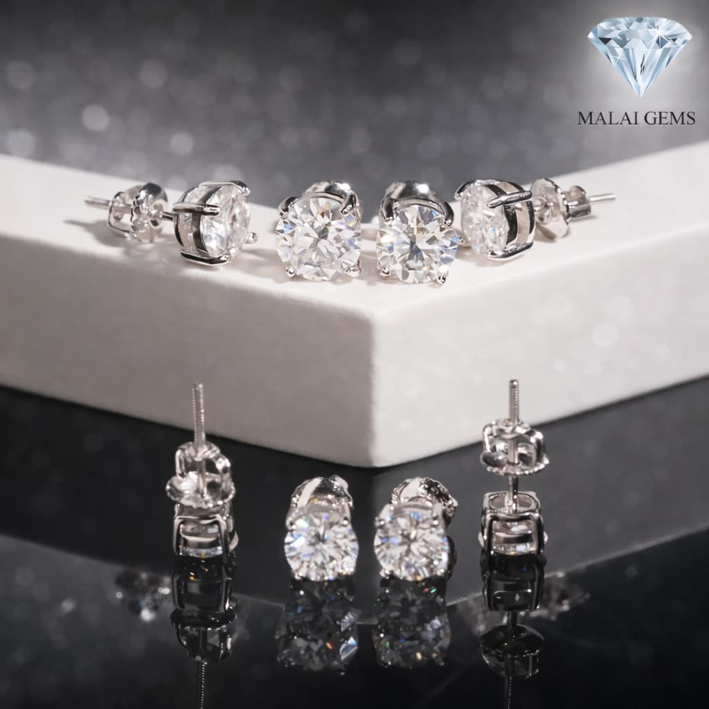ต่างหูเพชร CZ แท้ แบรนด์ Malai Gems รับประกัน 10 ปีเต็ม ไม่แพ้ ไม่คัน Sensitive earring เกรดการแพทย์ - 5