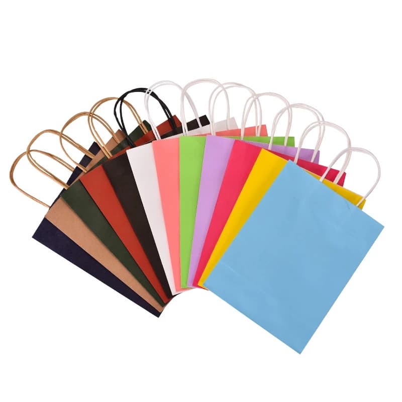 10pcs ถุงกระดาษถือหลายสี ถุงหูหิ้วกระดาษ ใส่เบเกอรี่เกรดพรีเมียม จัดเบรค ใส่เบเกอรี่รักษ์โลก - 3