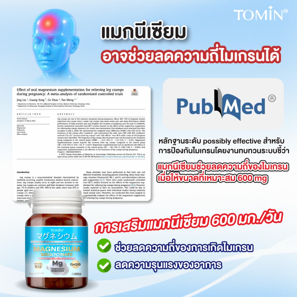 Tomin ™️ Magnesium Bisglycinate + CoQ10 & B12 – นอนหลับดี ผ่อนคลาย ลดตะคริว - 3