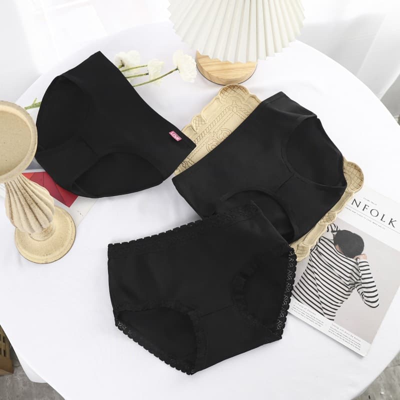 【แพ็ค 10ตัว】กางเกงในผู้หญิง สีดำล้วน ราคาโรงงาน sizeM-3XL เนื้อดีใส่สบาย กางเกงในไซส์ใหญ่ NY023 - 2