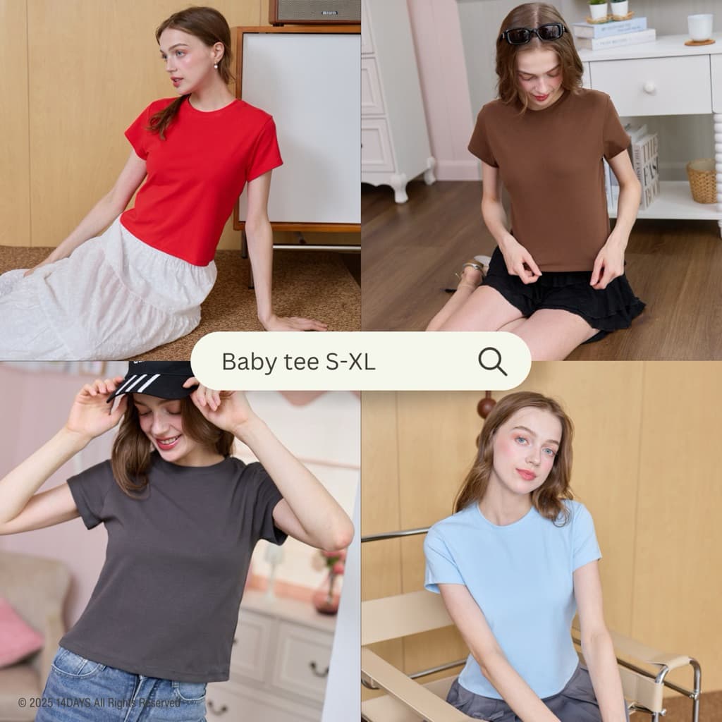 รุ่นBB “เสื้อยืด ทรงสลิมฟิต ผ้าคอตตอนยูนิ” เสื้อยืดผู้หญิง ทรงเข้ารูป ลำลอง