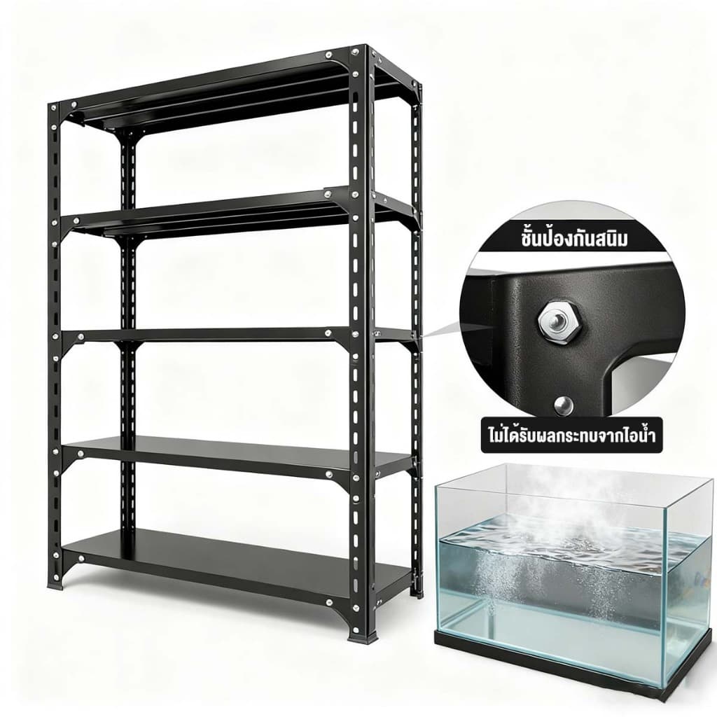 ESShelf ชั้นวางของ 3/4/5ชั้น สูง100/150/180cm ขาว ดำ แข็งแรง  Warehouse Supermarket kitchen shelf - 4