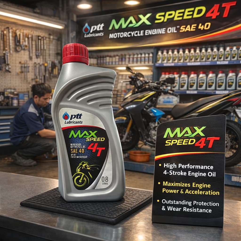 ของแท้100% น้ำมันเครื่อง ปตท.น้ำมันเครื่องมอเตอร์ไซค์ 4T MAX SPEED ปริมาณ 0.8 ลิตร [M 0.8]