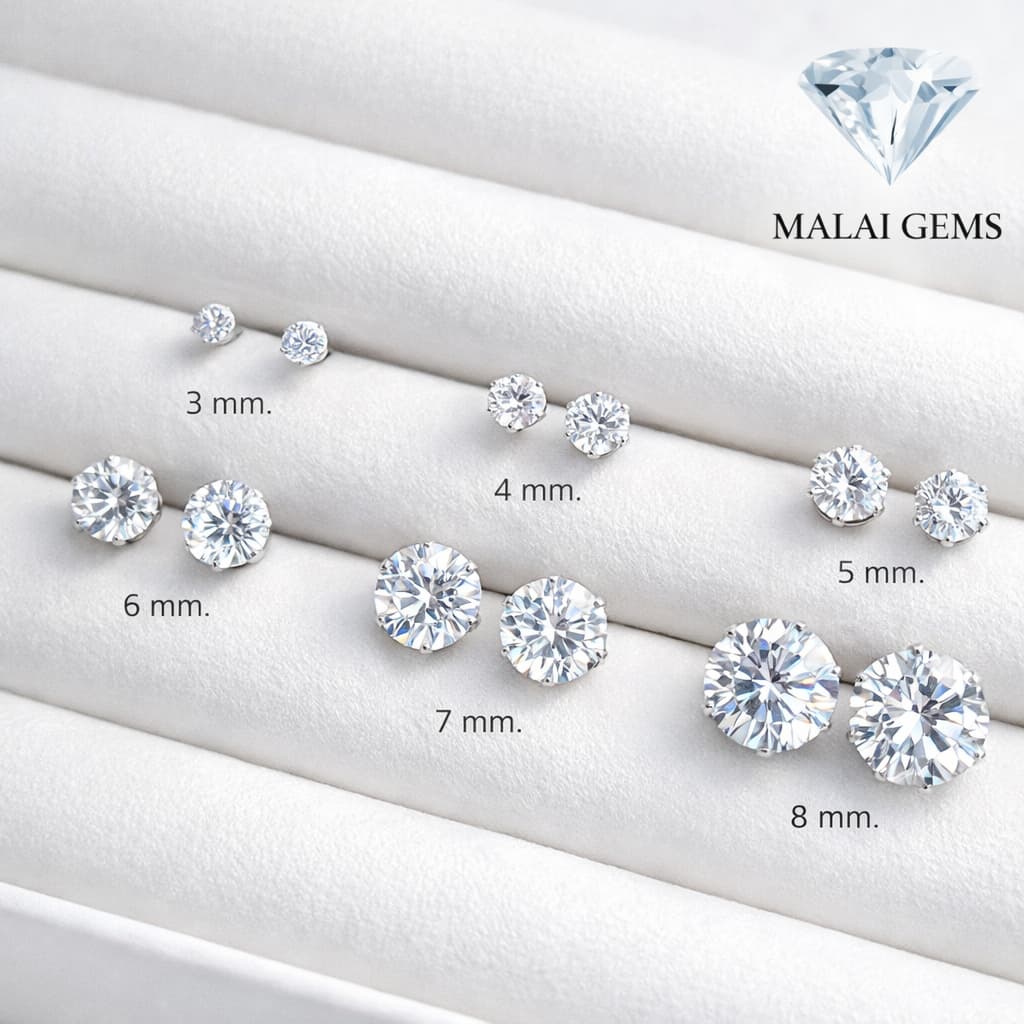 ต่างหูเพชร CZ แท้ แบรนด์ Malai Gems รับประกัน 10 ปีเต็ม ไม่แพ้ ไม่คัน Sensitive earring เกรดการแพทย์ - 1
