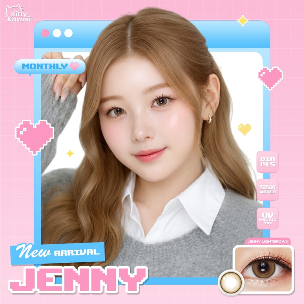 Kitty Kawaii Contact Lens : Jenny Brown/Gray/Light Brown - คอนแทคเลนส์รายเดือนคิตตี้ คาวาอิ พัส (VIAL) - 4