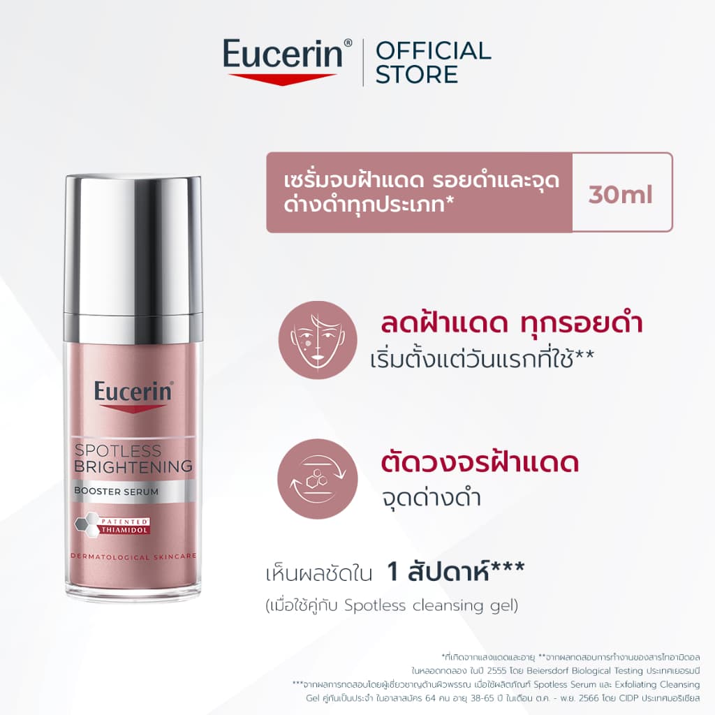 Eucerin SPOTLESS BRIGHTENING THIAMIDOL BOOSTER SERUM 30 ML เซรั่มจัดการฝ้าแดด กระ จุดด่างดำแก้ยาก