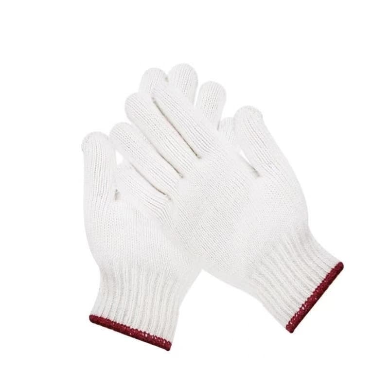 ถุงมือผ้าฝ้ายสีขาว ถุงมือผ้า ถุงมือทอผ้าฝ้าย ( 1 คู่) M - 6