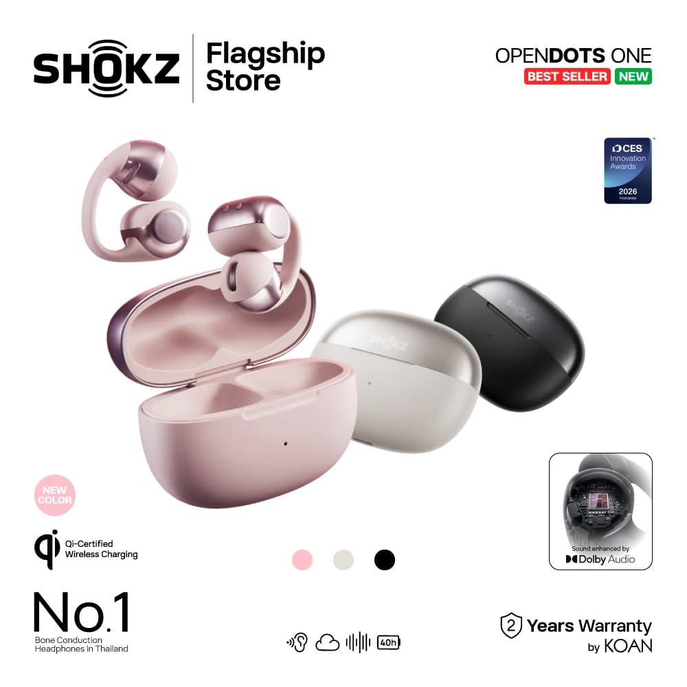 Shokz OPENDOTS ONE หูฟังไร้สาย Open-Ear Clip-On Design ใส่สบาย น้ำหนักเบา พร้อมระบบเสียง Dolby Audio