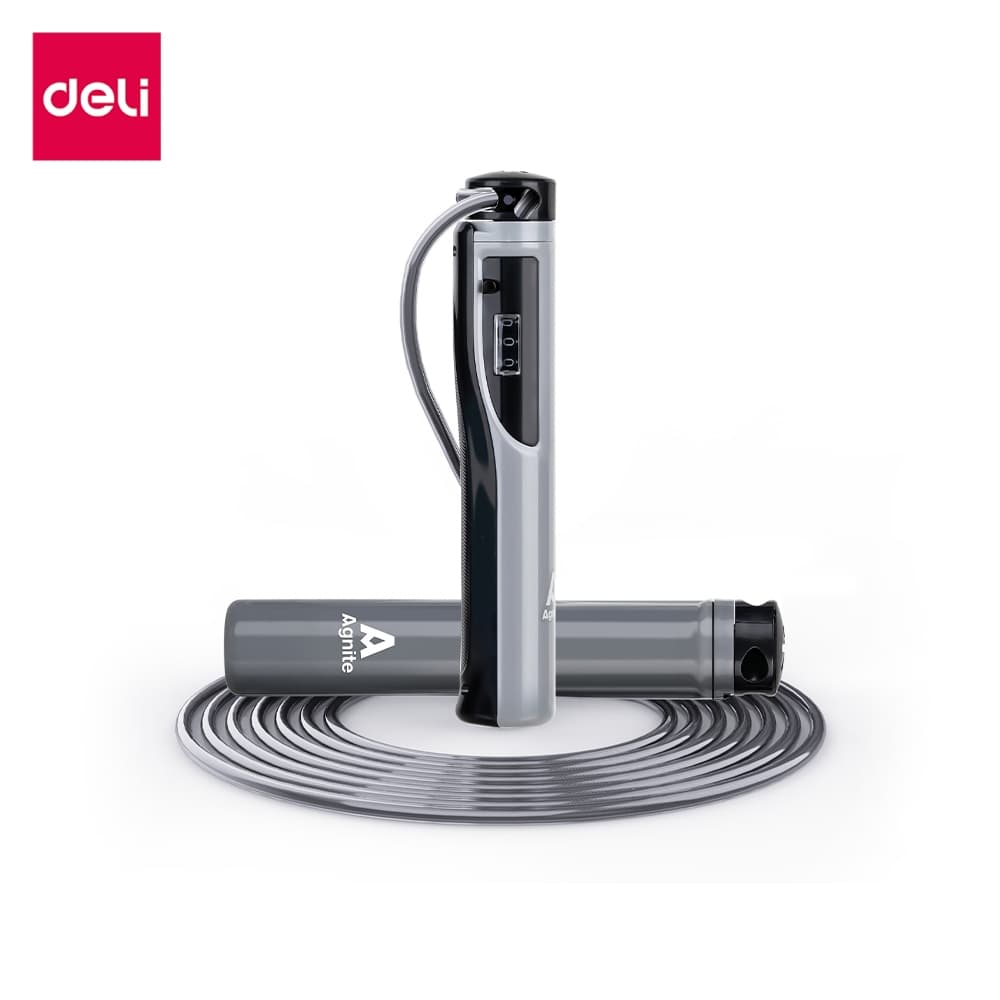 Deli เชือกกระโดด เชือกกระโดดนักมวย หน้าปัดนับรอบ ปรับระดับสายได้ ด้ามจับกระชับมือ Jump Rope