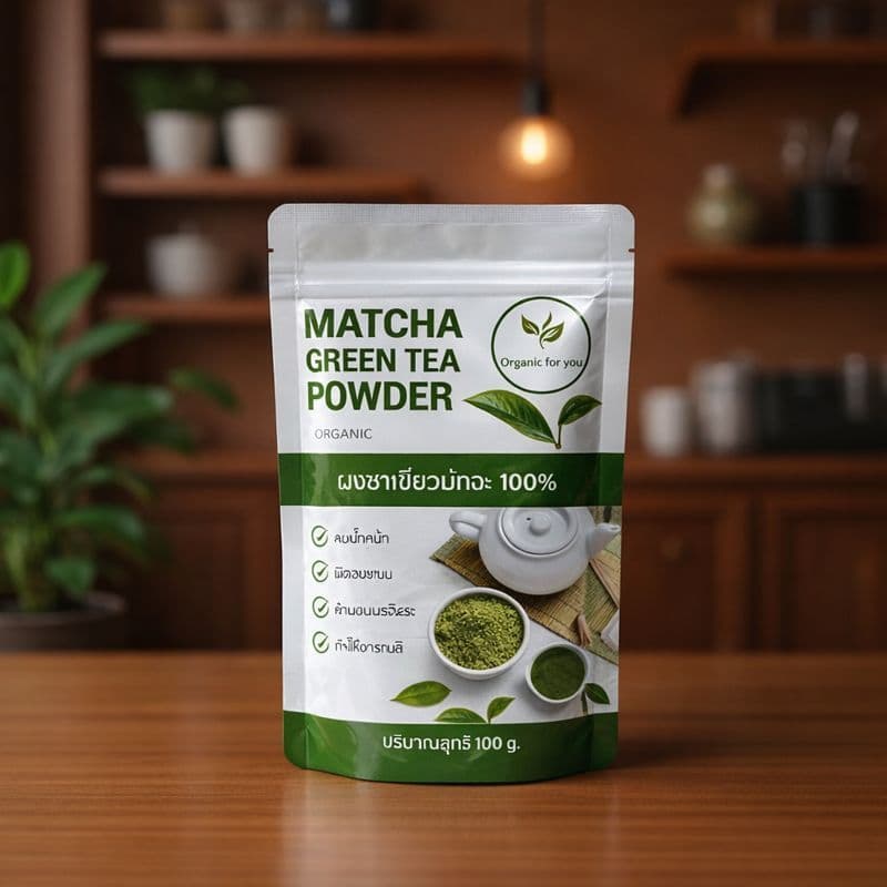 ผงชาเขียวมัทฉะ matcha แท้100% ผงชาเขียว(ร้านหลัก) ออร์แกนิค ฟอร์ยู Organic for you ขนาด 100 กรัม/ซอง - 6
