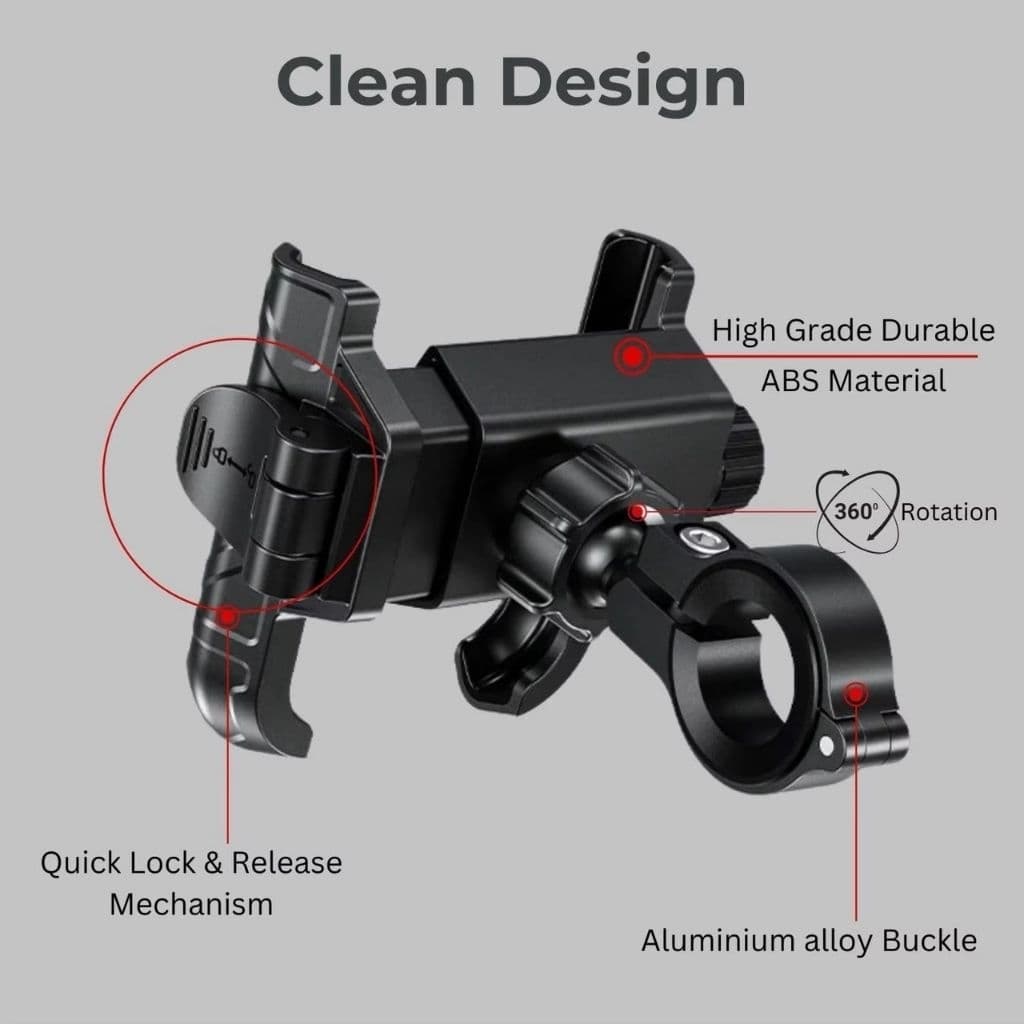 MOTOTEC Lite  Series ที่จับมือถือ ที่จับโทรศัพท์สำหรับติดมอเตอร์ไซด์ แบบปลดล็อคเร็วรุ่นประหยัด - 5